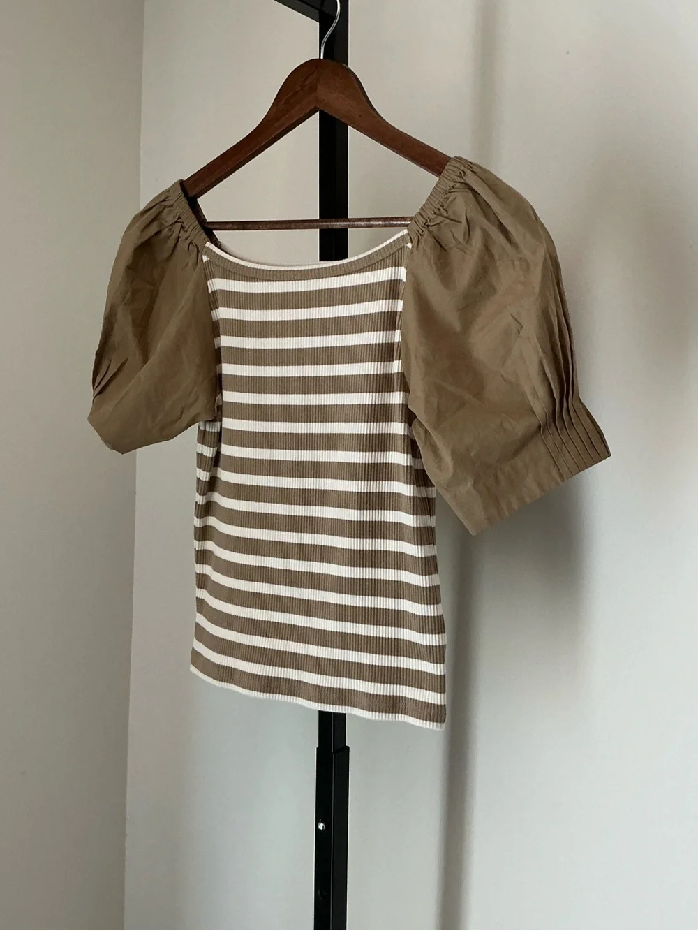 🆕 J Crew | Striped Knit Top with Puff Sleeves